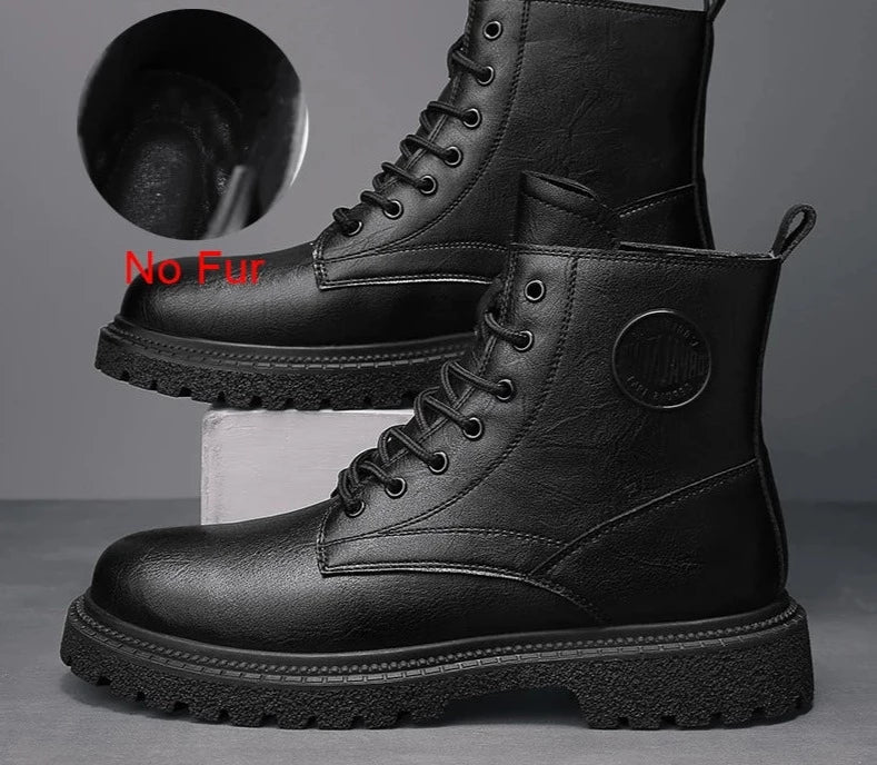 Men Boots Leather Casual Platform Boots British Style Autumn Winter Fashion Comfortable Mens Shoes Ankle Botas De Hombre