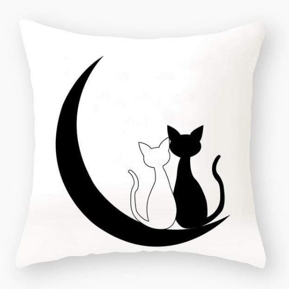 Funny Black Cat Pillowcase Cushion Cover