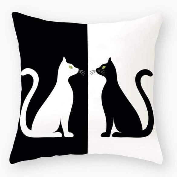 Funny Black Cat Pillowcase Cushion Cover