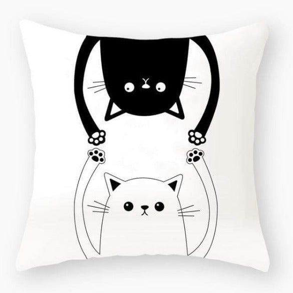 Funny Black Cat Pillowcase Cushion Cover