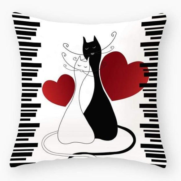 Funny Black Cat Pillowcase Cushion Cover