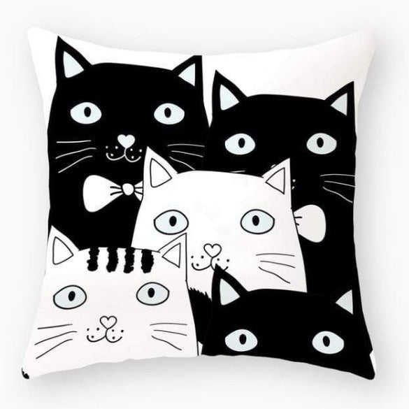 Funny Black Cat Pillowcase Cushion Cover