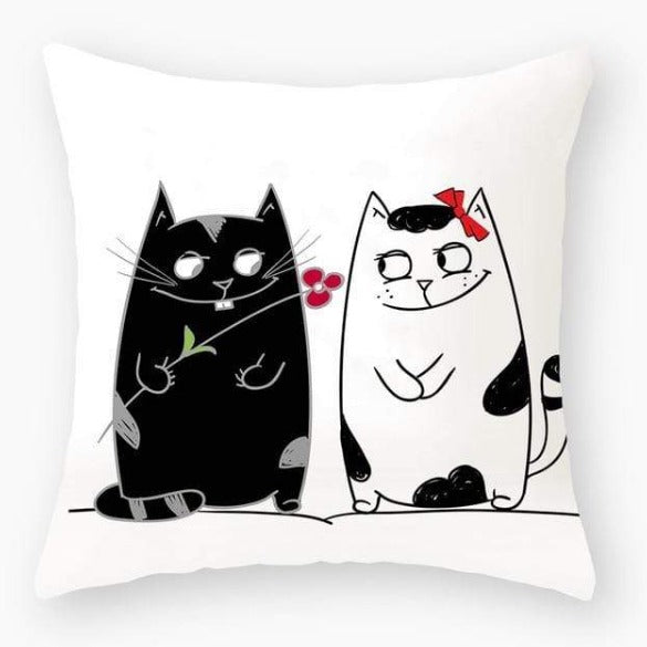 Funny Black Cat Pillowcase Cushion Cover