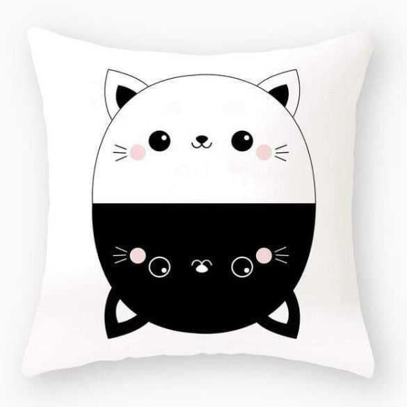 Funny Black Cat Pillowcase Cushion Cover