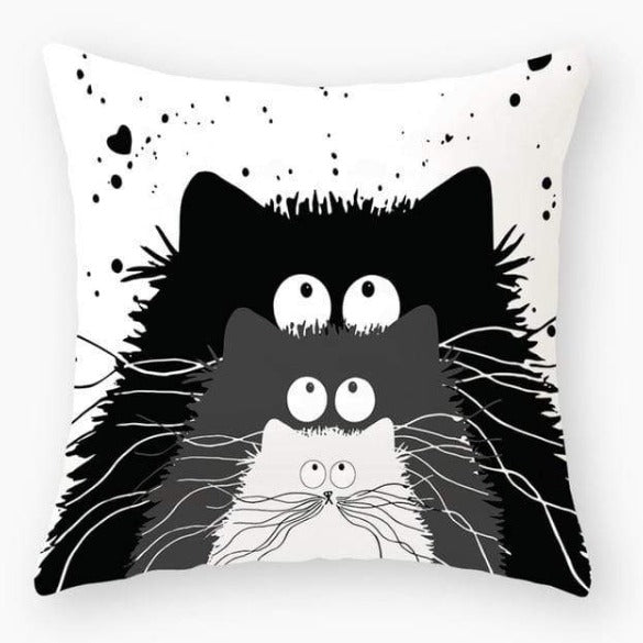 Funny Black Cat Pillowcase Cushion Cover