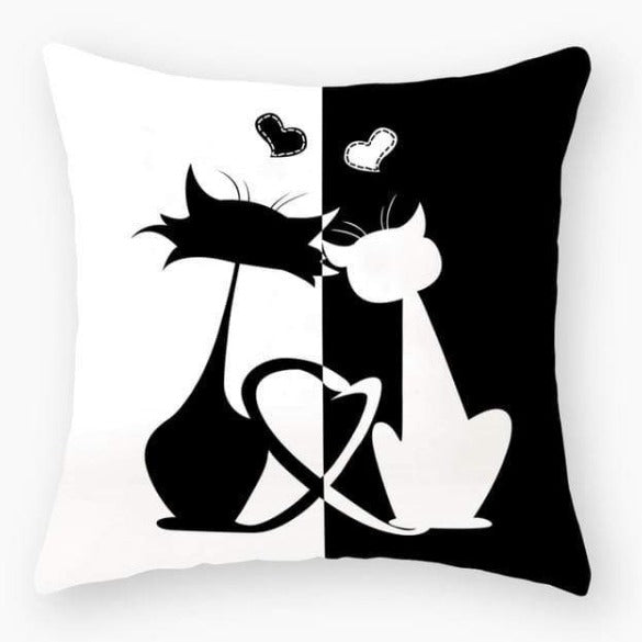 Funny Black Cat Pillowcase Cushion Cover