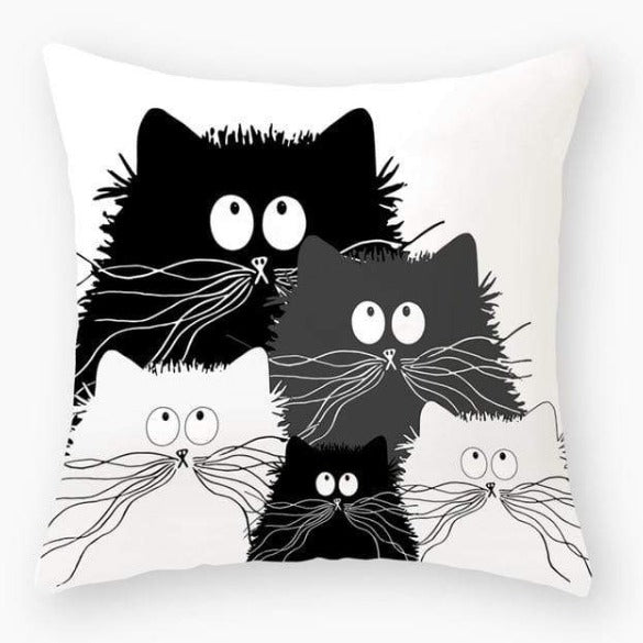 Funny Black Cat Pillowcase Cushion Cover