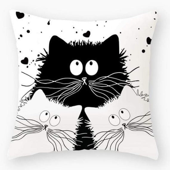 Funny Black Cat Pillowcase Cushion Cover