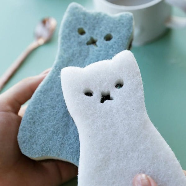 4PCS Cat Shape Dishwashing Sponges