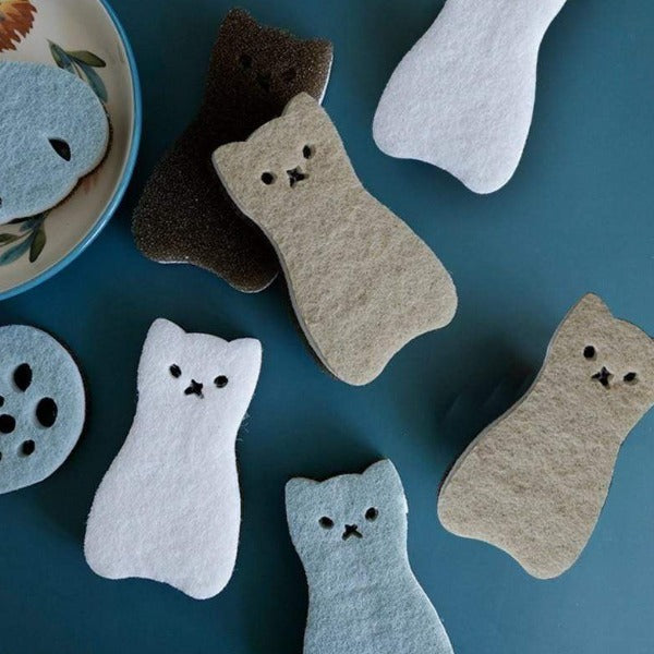 4PCS Cat Shape Dishwashing Sponges