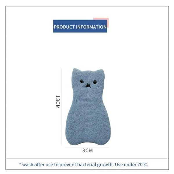 4PCS Cat Shape Dishwashing Sponges