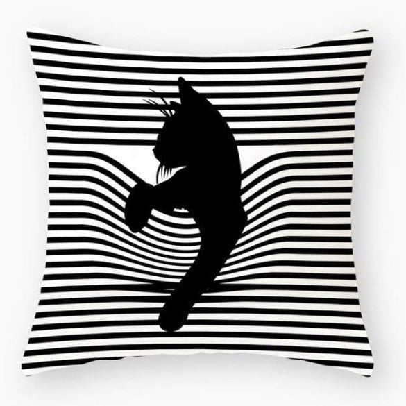 Funny Black Cat Pillowcase Cushion Cover