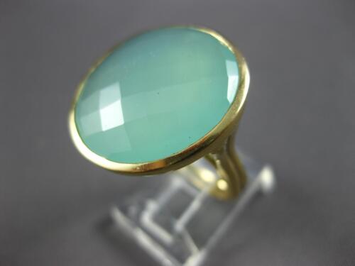 ESTATE LARGE 7.70CT AAA BLUISH GREEN CHALCEDONY 14KT YELLOW GOLD FILIGREE RING