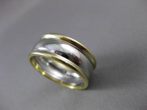 ESTATE WIDE PLATINUM & 18KT YELLOW GOLD CLASSIC WEDDING BAND RING 9mm #19571