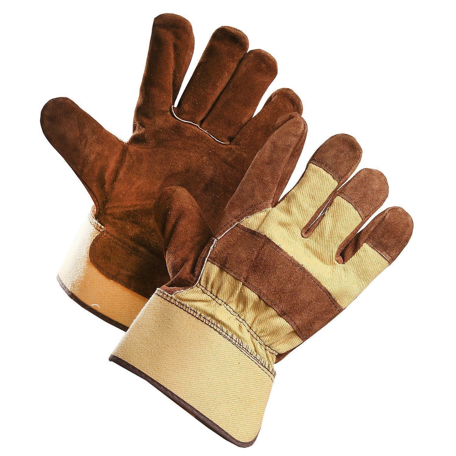 Brown Split Leather Work Glove with Removable Fleece Liner