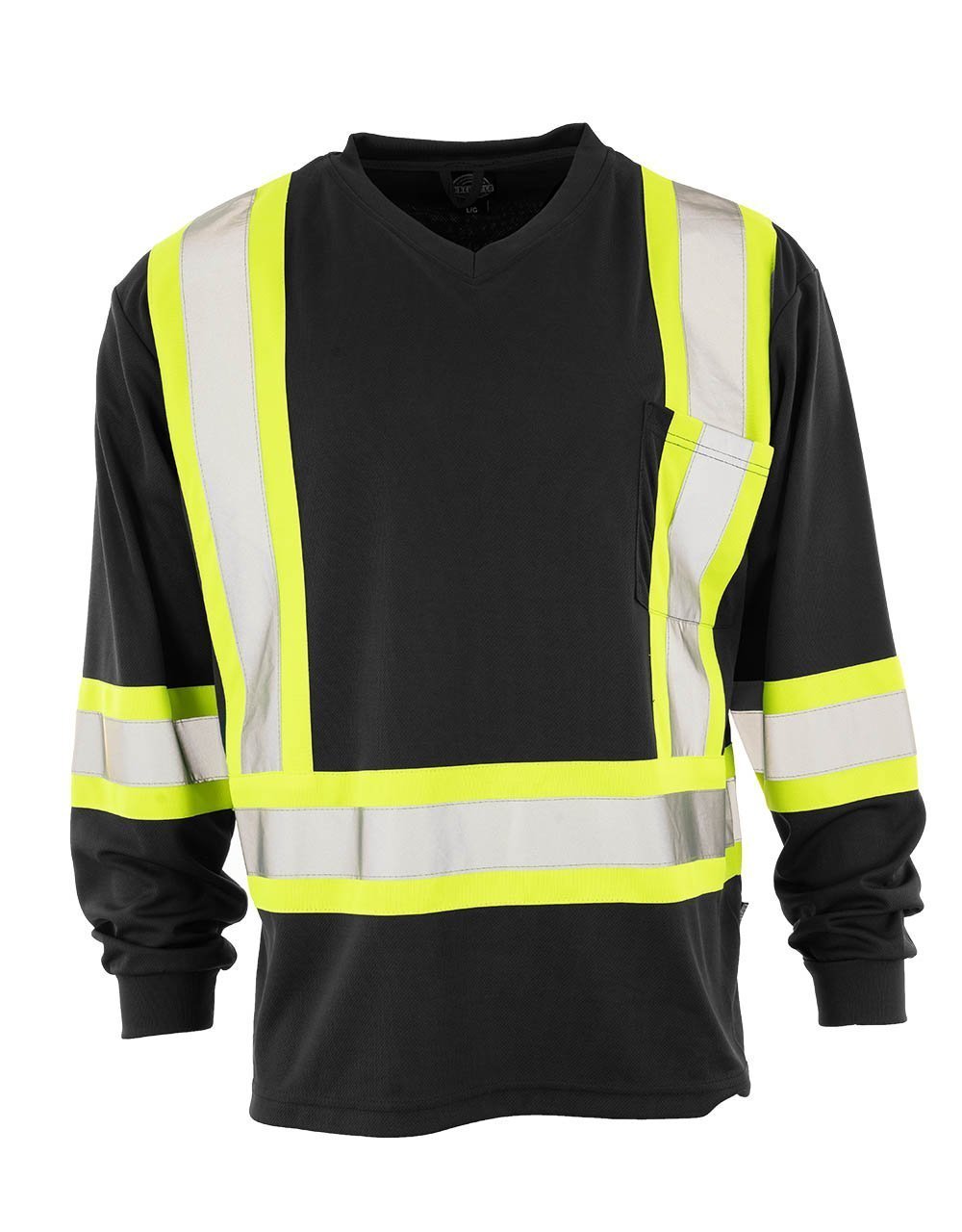 Custom Printed Hi Vis V-Neck Long Sleeve Safety Tee