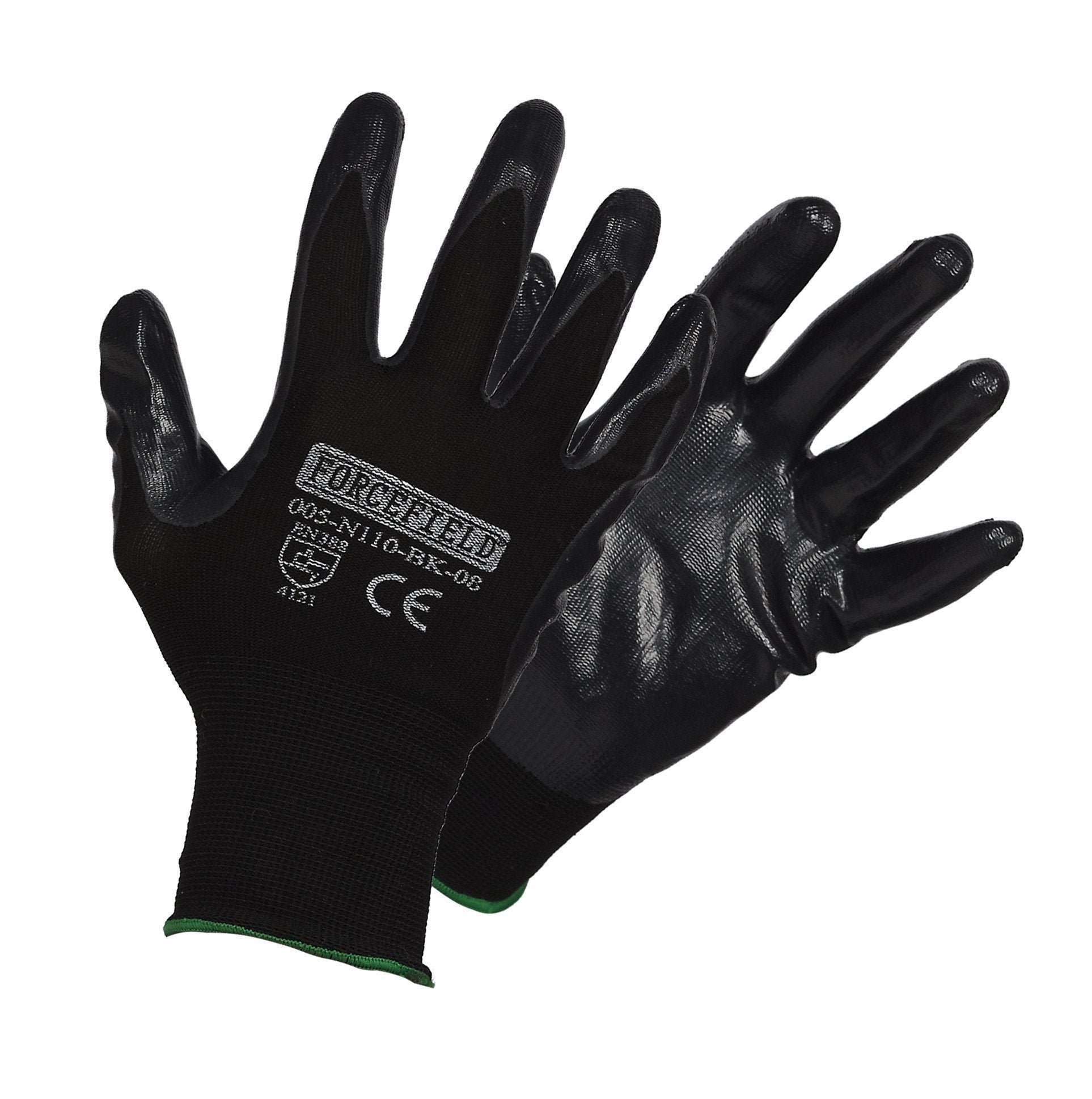 Black Seamless Knit Nylon Nitrile Palm Coated Work Gloves