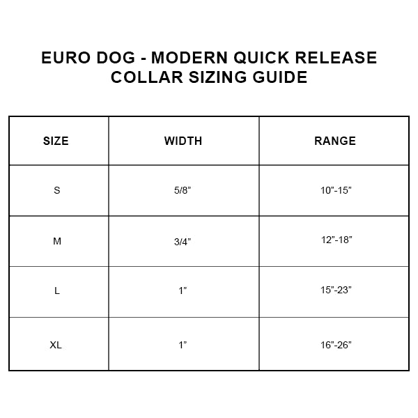 EURO DOG - Genuine Leather Modern Quick Release Dog Collar