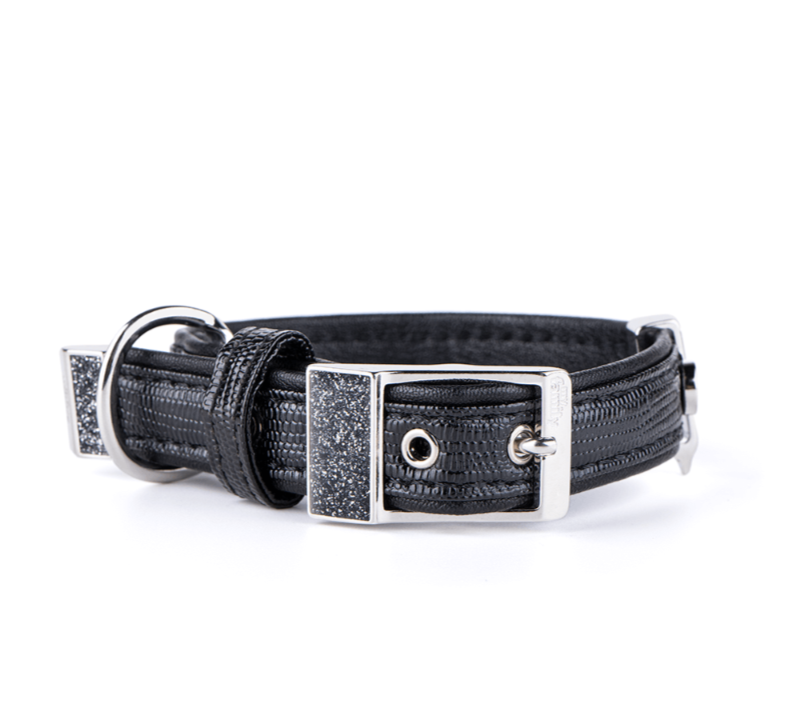 SAINT TROPEZ BLACK LEATHERETTE COLLAR