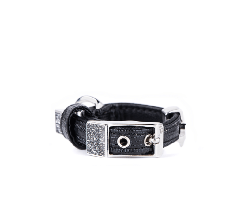 SAINT TROPEZ BLACK LEATHERETTE COLLAR