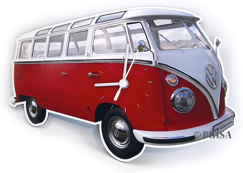 VW Collection - VW T1 Bus Wall Clock  by BRISA - Classic Red