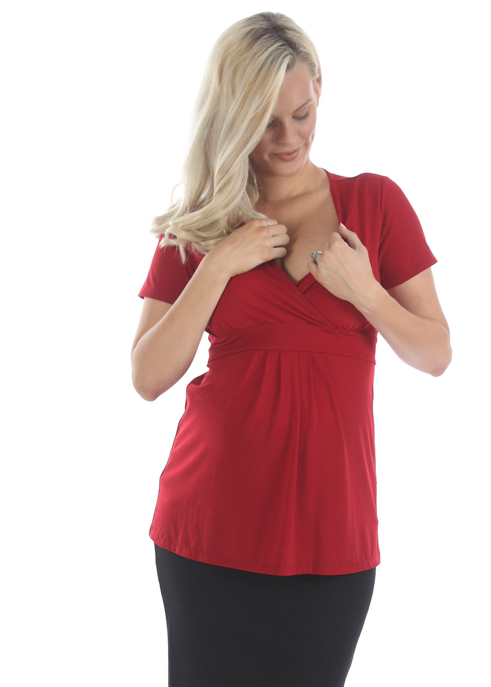 Bree Crossover Red Maternity Work Top