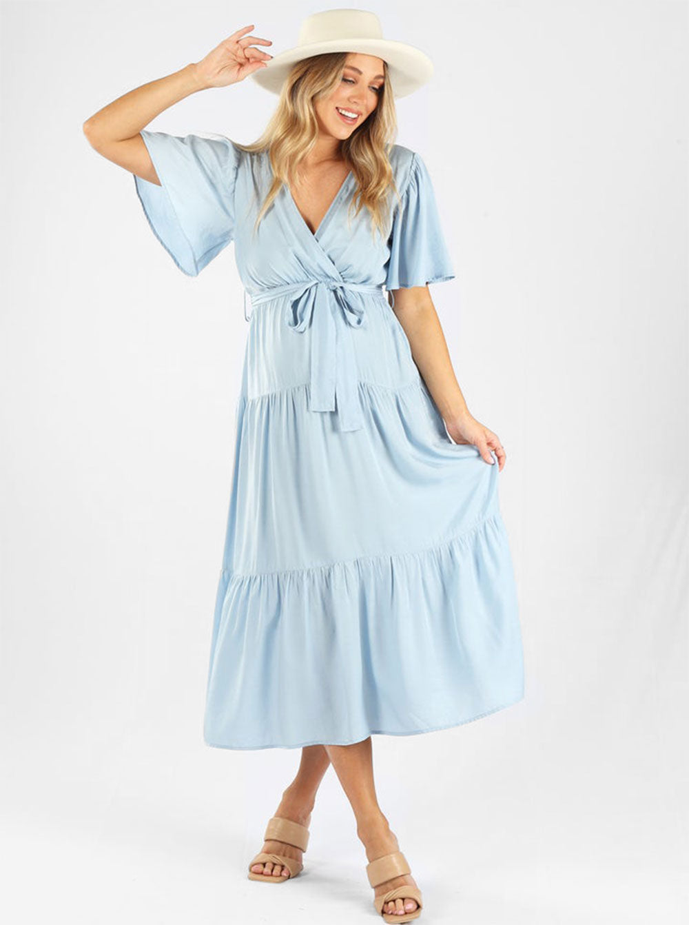 Cara  Blue Baby Shower Maternity Dress