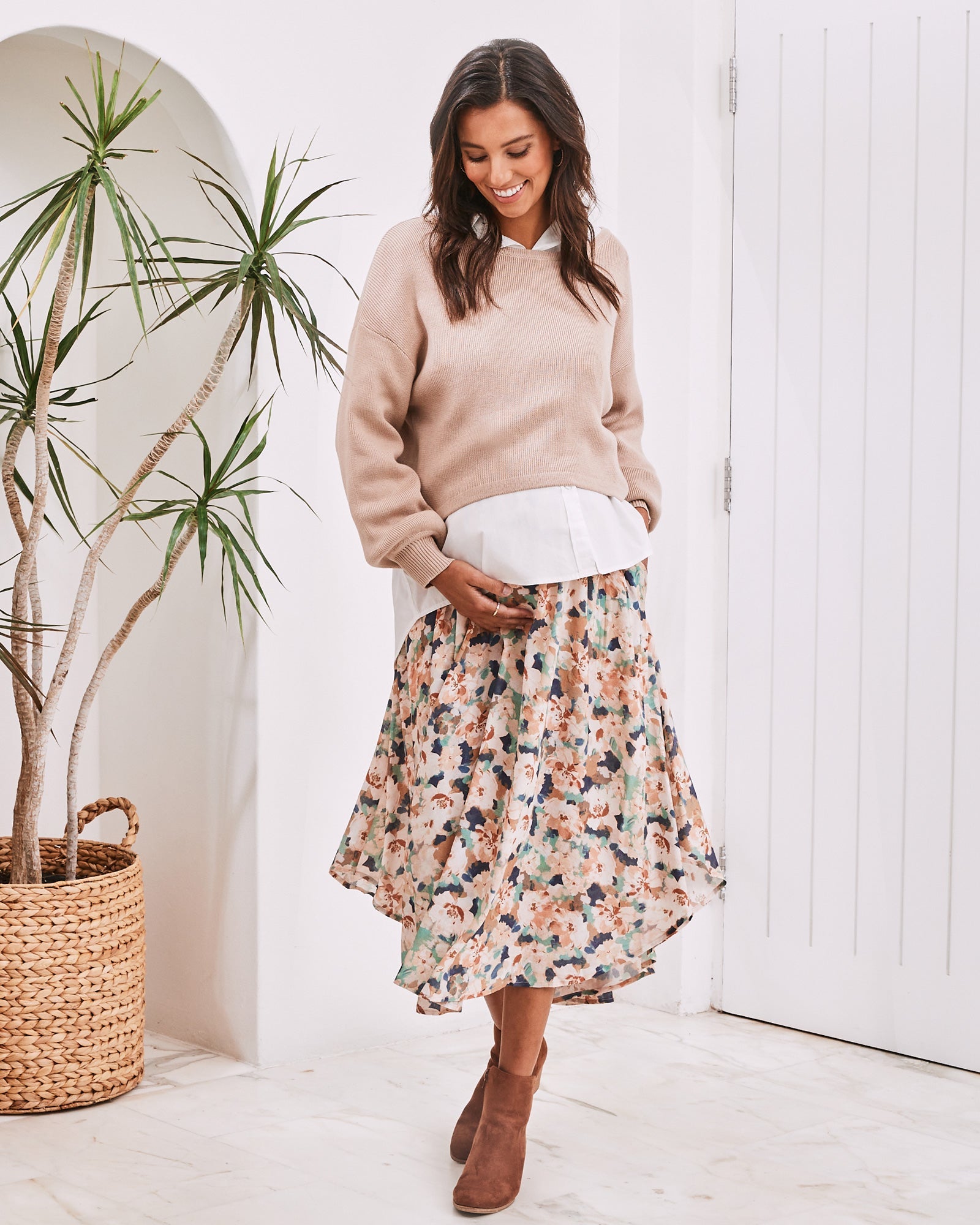 Sienna Maternity Midi Skirt Floral print