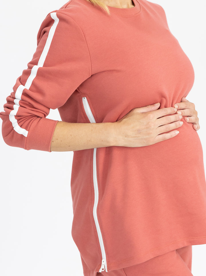 Maternity Sweat Top in Coral