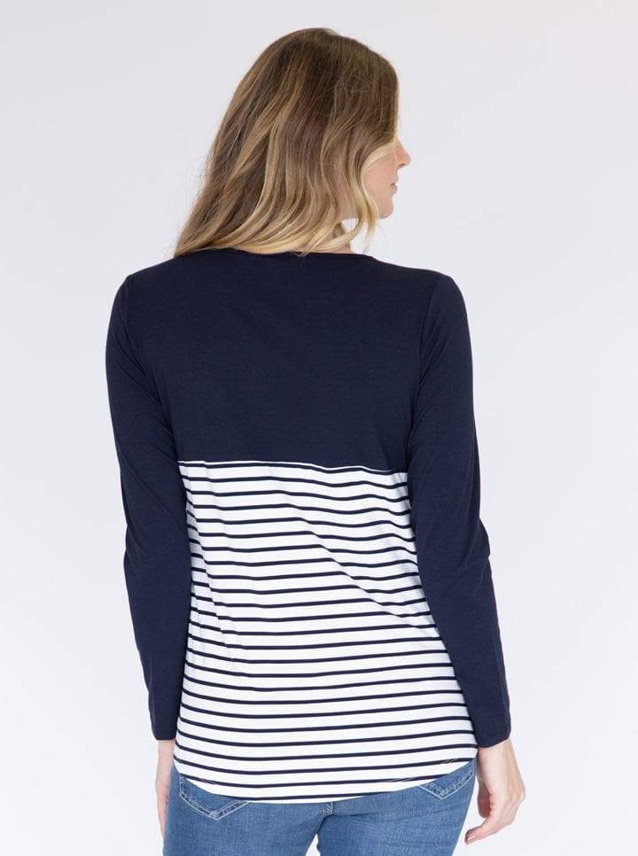 Cleo Maternity and Nursing Long Sleeve Top in Navy