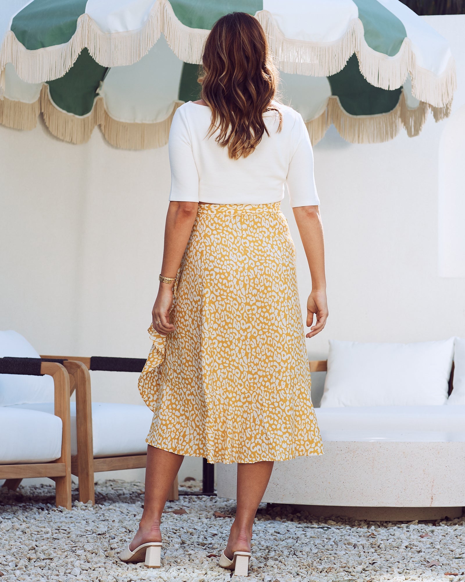 Christie Maternity Wrap Midi Skirt in Yellow Animal Print