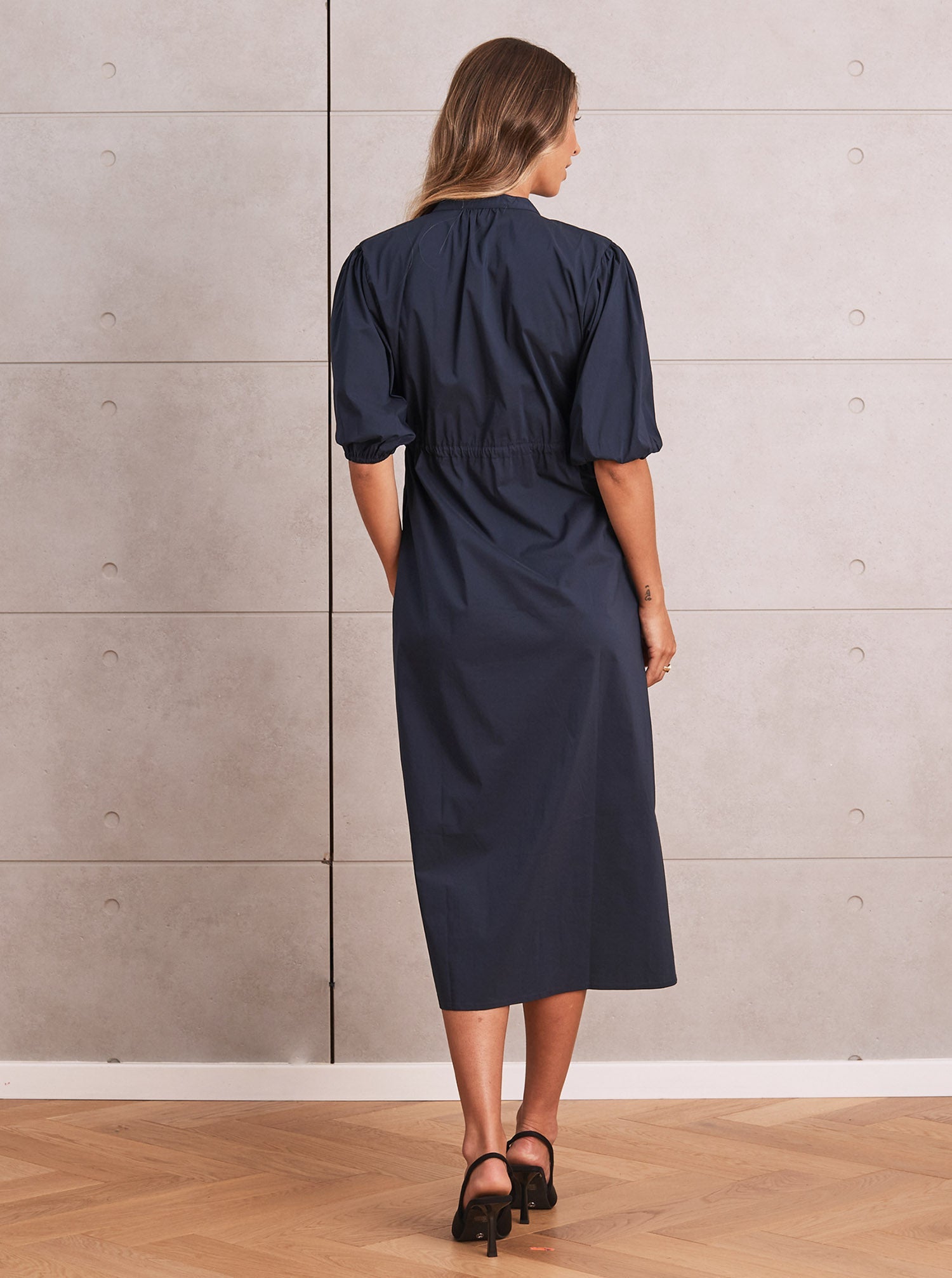 Joanna Maternity & Nursing Navy Midi Dress