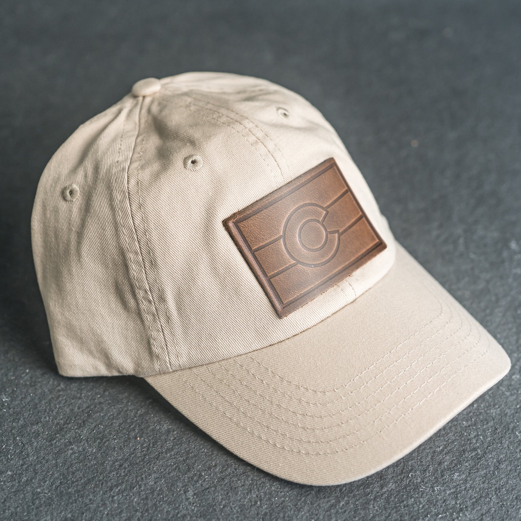 Leather Patch Unstructured Style Hat - Colorado Flag Stamp