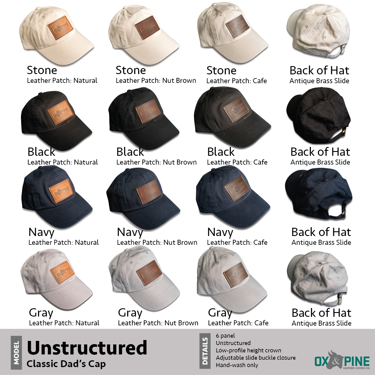 Leather Patch Unstructured Style Hat - Utah Shape