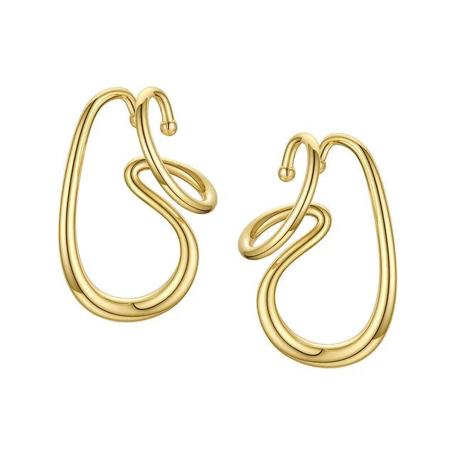 High Quality Fashion Jewelry Irregular Line Earrings Gold Color Ear Cuff Fashion Jewelry Body Jewelry