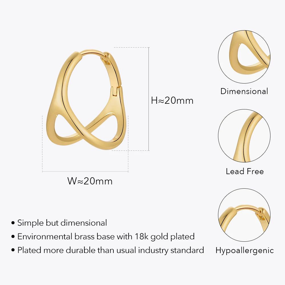 Original Design Geometric Earrings Gold Color New Style Hoop Fashion Jewelry