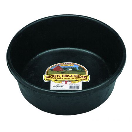 4-Qt Black Rubber Horse and Livestock Feed Tub