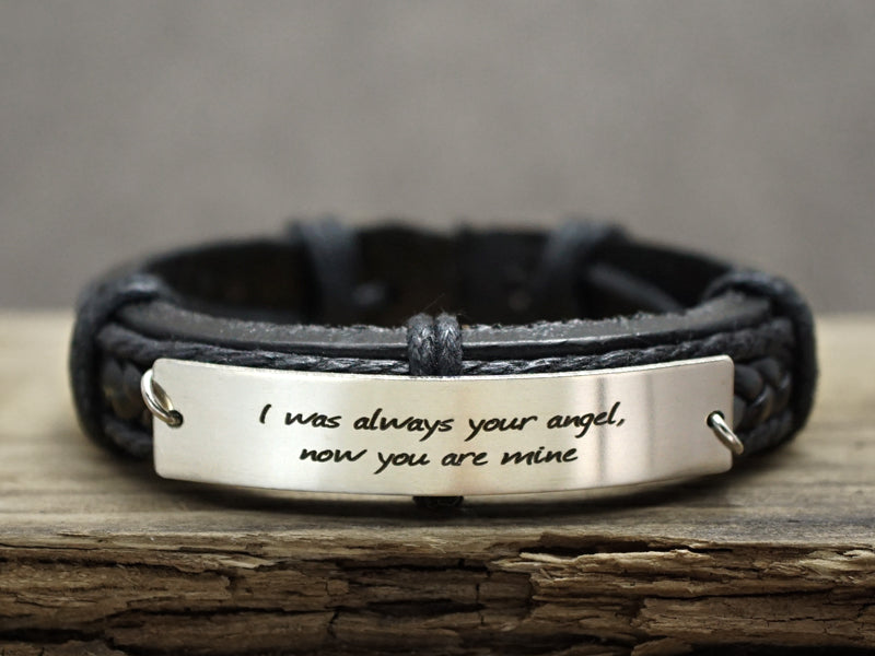 Custom Mens Leather Bracelet, Anniversary Gift, Custom Engraved Bracelet, Inspirational Quote Cuff