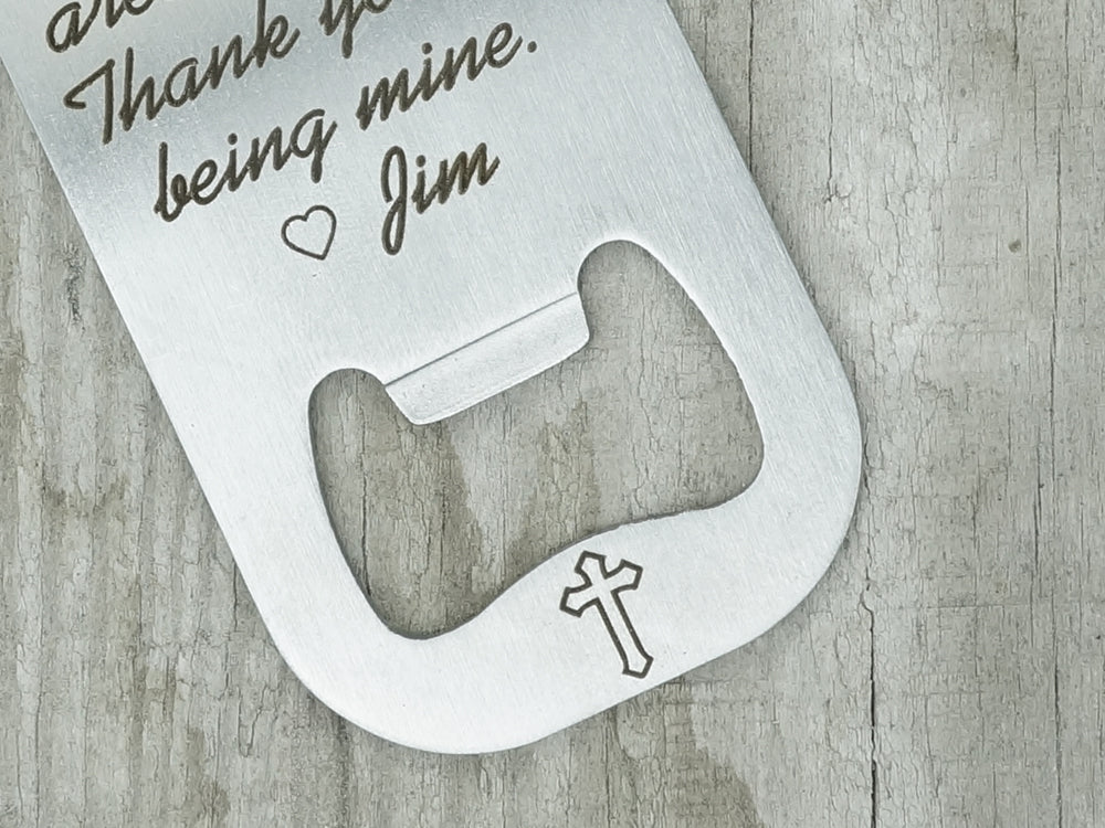 Godfather Keychain, Baptism Gift, Cross Charm Engraved, Christening Keychain, Engraved Bottle Opener