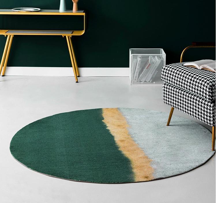 Blackish Green Rugs, Round Area Rug for Dining Room, Modern Area Rugs, Bedroom Floor Rugs, Large Contemporary Area Rugs for Living Room