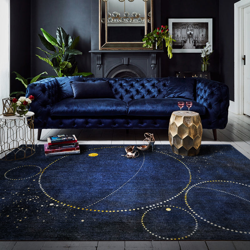 Large Area Rugs for Living Room, Modern Blue Geometric Area Rug, Bedroom Floor Rugs, Contemporary Area Rug for Dining Room