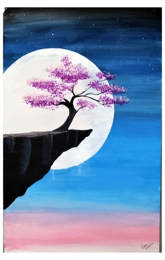 Easy Landscape Painting Ideas for Beginners, Simple Canvas Painting Ideas for Kids, Easy Tree Paintings, 30 Easy Acrylic Painting Ideas for Beginners, Moon Paintings, Easy Abstract Paintings