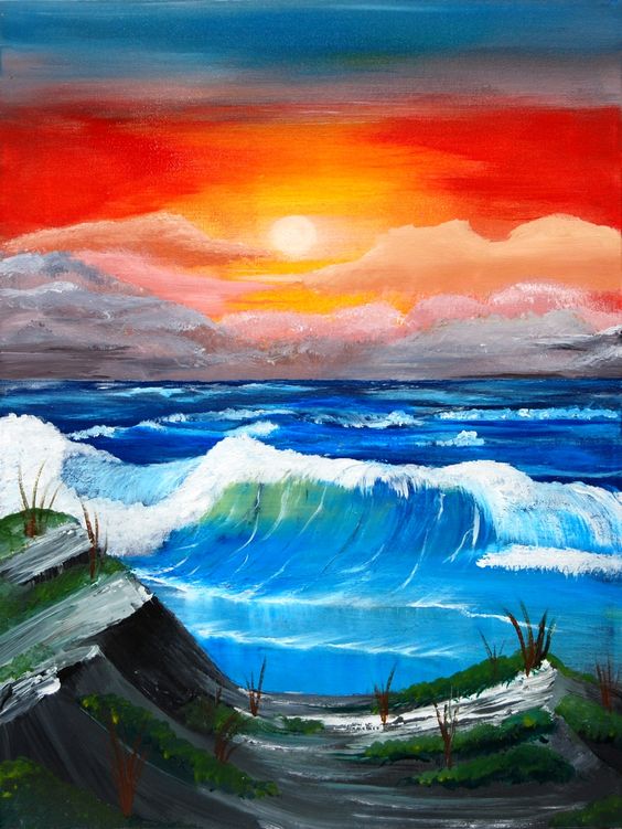 Easy Landscape Painting Ideas for Beginners, Simple Canvas Painting Ideas for Kids, Easy Seascape Paintings, Sunrise Paintings, 30 Easy Acrylic Painting Ideas for Beginners, Easy Abstract Paintings