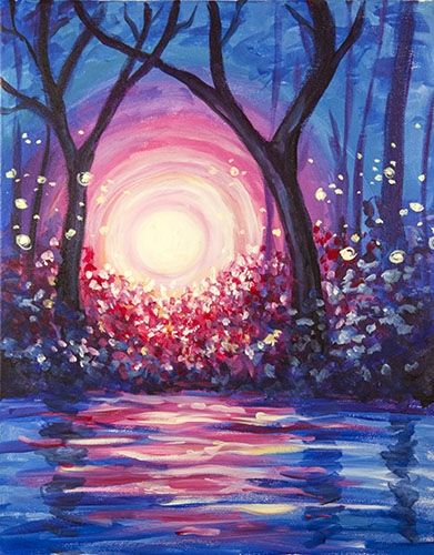 Moon Painting, Night Painting, Easy Landscape Painting Ideas for Beginners, Simple Canvas Painting Ideas for Kids, Easy Tree Paintings, 30 Easy Acrylic Painting Ideas for Beginners, Easy Abstract Paintings