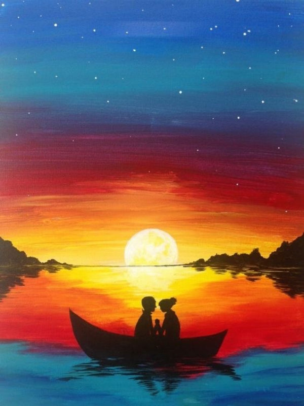 30 Easy Acrylic Painting Ideas for Beginners, Easy Landscape Painting Ideas for Beginners, Sunset Painting, Simple Canvas Painting Ideas for Kids, Boat Paintings, Easy Abstract Paintings