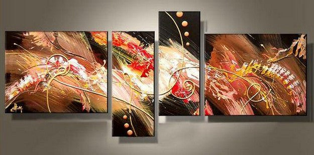 Abstract Acrylic Painting, 4 Piece Painting, Paintings for Living Room, Modern Wall Art Paintings
