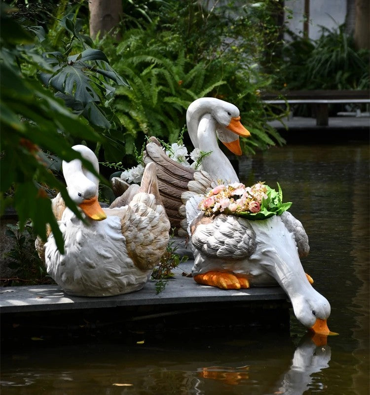 Extra Large Swan Flower Pot, Swan Statues, Animal Statue for Garden Ornament, Villa Courtyard Decor, Outdoor Decoration