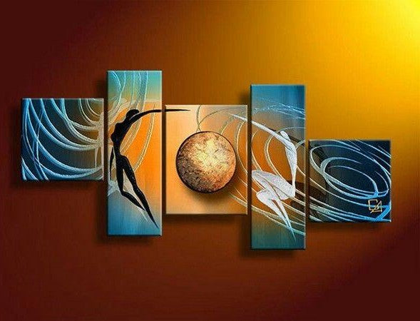 Abstract Art of Love, Multiple Canvas Paintings, Love Abstract Painting, Living Room Wall Art, 5 Piece Canvas Art