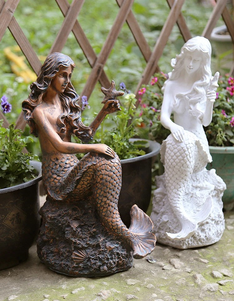 Mermaid Statue in the Garden, Mermaid Resin Statue for Garden Ornament, Mermaid Sculpture, Outdoor Decoration Ideas