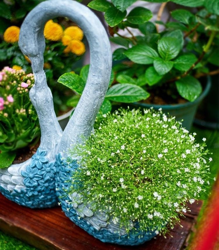 Large Mother and Baby Swans for Garden, Swan Flowerpot, Animal Statue for Garden Courtyard Ornament